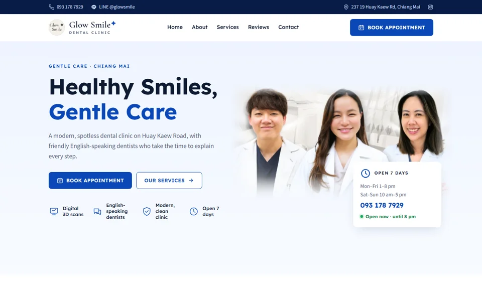 Glow Smile Dental Clinic website