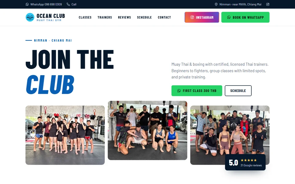 Ocean Club Muay Thai Gym website